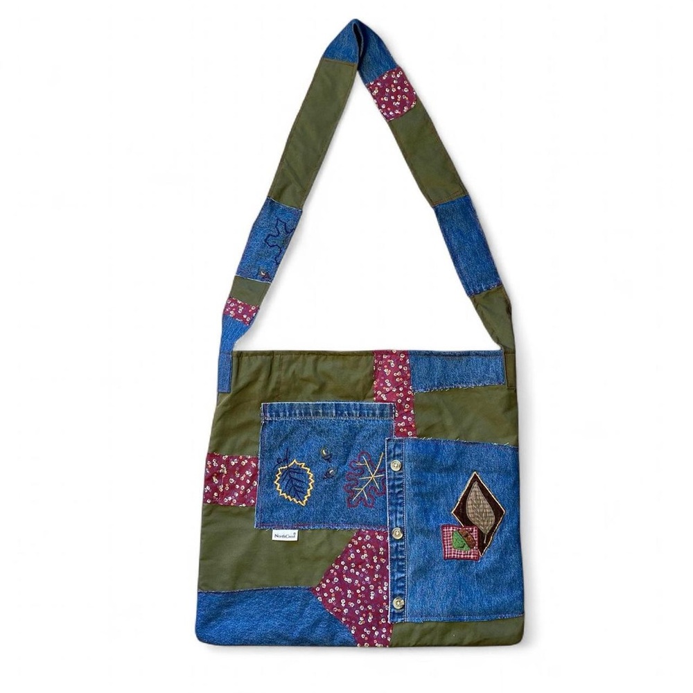 Denim Patchwork Fall Tote Bag